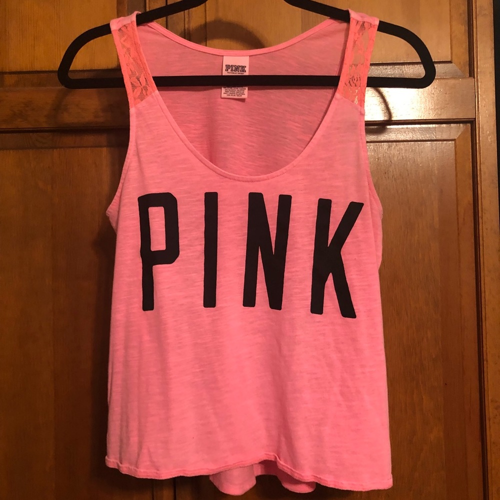 PINK Tank Top Flowey Size Small With Lace Detail - Picture 2 of 5